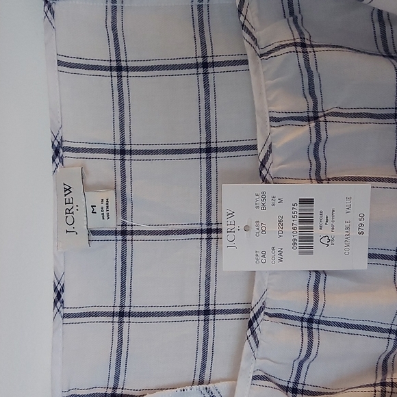 NWT J Crew Square Neck Window Pane Ruffled Cotton Top Size Medium - Picture 5 of 10